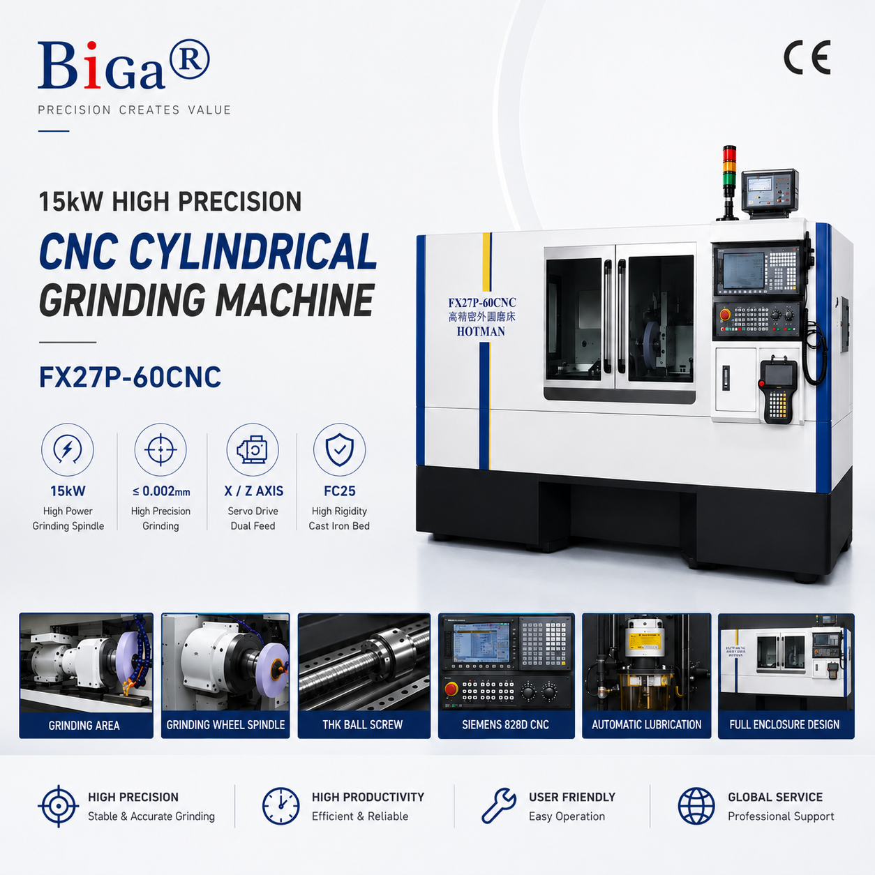 China FX27P-60CNC High Precision CNC Cylindrical Grinding Machine
